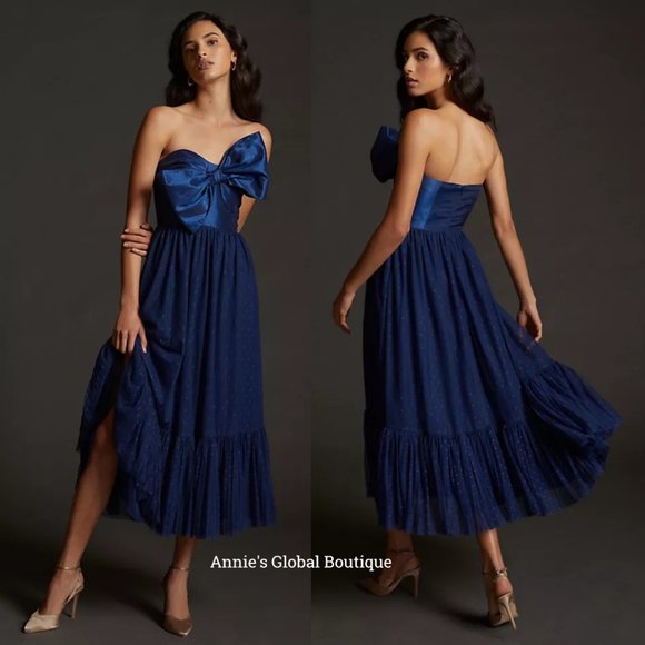 RARE NWT ANTHROPOLOGIE HUTCH Tulle Bow-Tie Midi Dress. - Picture 2 of 16
